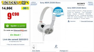 Moins de 10 euros le casque Sony MDR ZX300 - Soldes