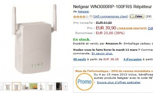 Moins de 40 euros le répéteur wifi Netgear –vente flash