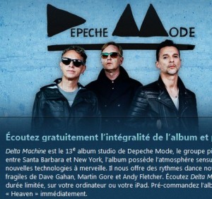 Nouvel album de Depeche Mode à écouter gratuitement sur Itune