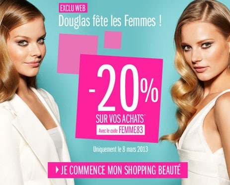 Parfumerie Douglas -20% sur tout le site toutes la Journée des Femmes