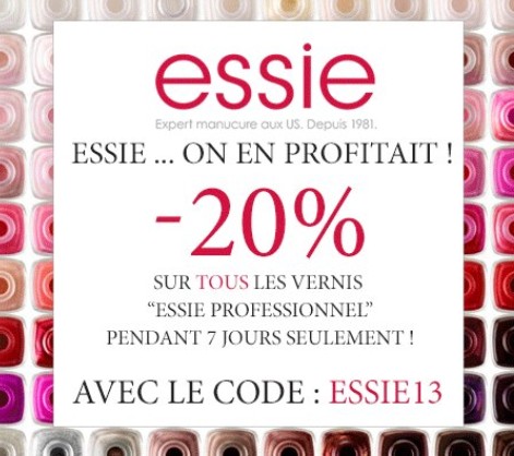 Promo Manucure Beauté : Jusqu’à – 50 sur les vernis Orly / code promo -20% vernis ESSIE Pro / code promo 5% sur tout.