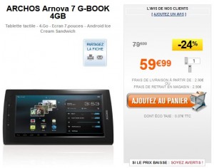 Promo Tablette/Liseuse Arnova 7 G-BOOK 4go ARCHOS