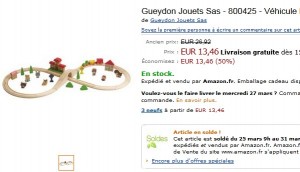 Soldes petit Train en bois Gueydon à seulement 13,46 euros au lieu du double