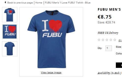 T-Shirt Fubu pour moins de 8 euros (port inclus)