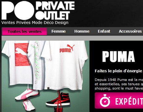 Vente Privée Puma jusqu’à lundi matin chez Private Outlet