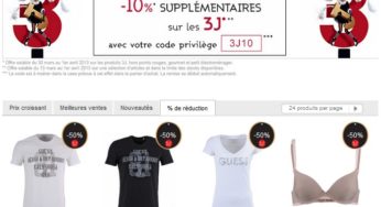 Jusqu’à ce soir moins 10% supplémentaires sur les 3J Galeries Lafayette.