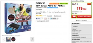 179,99 euros le Pack PS3 12 Go + PS Move + jeu Sports Champions 2 (livraison gratuite)