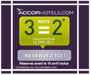 3 nuits pour le prix de 2 dans un hotel Accor (Ibis, Novotel, Sofitel…)