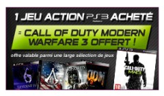 1 jeu PS3 acheté = Call of Duty MW3 gratuit