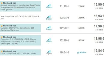 Clé USB Lexar 16go à 7, 99 euros, Clé USB Lexar 64go à 31, 49 euros