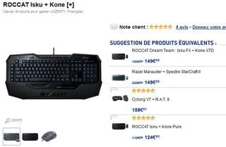 Vente flash Clavier et souris ROCCAT Isku + Kone á 99 euros au lieu de 125 euros