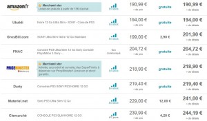 Comparatif prix Sony PS3 Ultra Slim 12Go