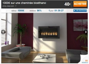 Deal cheminée bioéthanol 168 euros (port inclus) au lieu de plus de 1000 euros