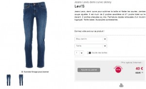 Jeans Levis demi curve skinny a 40 euros