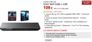 PROMO : Lecteur Blu-ray 3D  Sony + 4 blu-ray gratuits à 109 euros (port inclus)