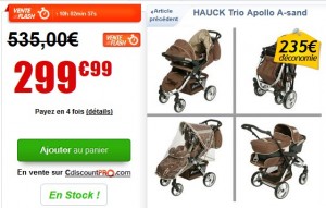 Poussette Combinée Hauck Trio Apollo à 299 euros 