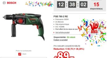 Vente Flash Perceuse percussion Bosch à 89 euros (port inclus) au lieu de plus de 130 euros
