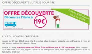 Vente flash iDBUS  ! 19 euros France - Italie en Bus 