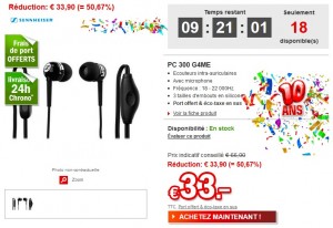 Vente flash 33 euros casque- ecouteurs Sennheiser PC 300 G4ME