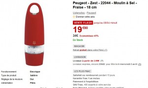 Vente flash Moulin a sel Peugeot Zest