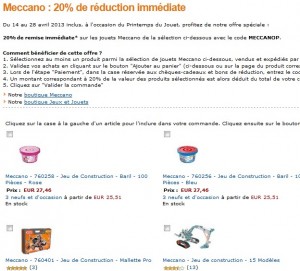 code promo meccano