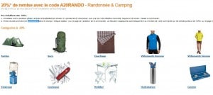 Code Promo ! Moins 20% sur Randonnée & Camping Amazon