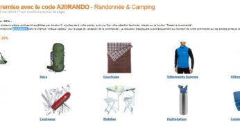 Code Promo ! Moins 20% sur Randonnée & Camping Amazon