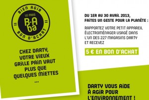 Bon d’achat de 5 euros Darty contre un appareil électroménager qui ne marche pas