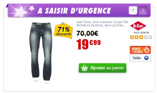 Vente Flash ! 19,99 euros Jean Lee Cooper au lieu de 70 euros