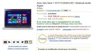 Moins de 790 euros Ultrabook Sony Vaio Série T + Console Playstation Vita