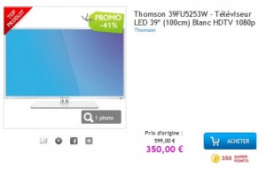 Téléviseur 39"(100cm) LED Thomson Blanc à 375 euros (port inclus) 