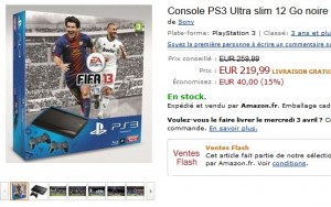 vente flash pack PS3 Ultra slim 12 Go + 2 manettes Dual Shock 3 + Fifa 2013