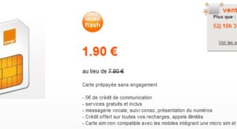 Vente Flash : 1,90 euros la Carte prépayée Mobicarte Orange (+5 euros de communication inclus)