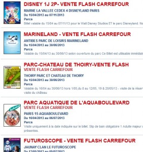 vente flash parc attraction Disney futuroscope marineland