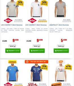 Vente flash T-shirts à moins 10 euros (Lee Cooper, Diesel, Longboard….)