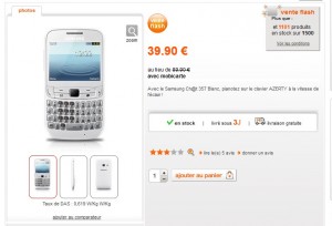 vente flash telephone sans engagement Samsung Chat 357