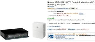 25,83 euros le lot de 2 adaptateurs CPL Netgear 200 Mbit/s (-70%)