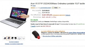 499 euros ordinateur portable tactile 15,6" Acer