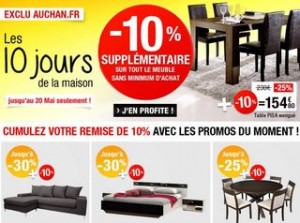 Auchan : code promo meubles et  literie