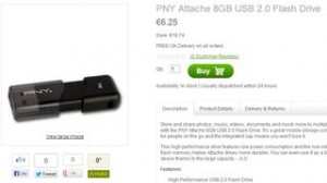 6,25 euros clé USB 8Go PNY (port inclus)