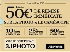 Code promo appareil photo et camescope