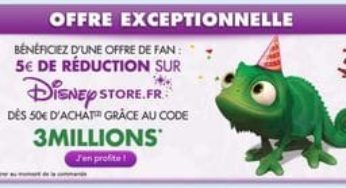 Disney Store : 5 euros de réductions dès 50 euros d’achats