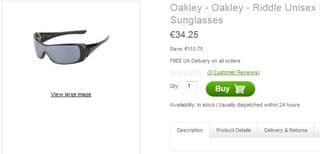Moins de 35 euros les lunettes de soleil Oakley (livraison gratuite)