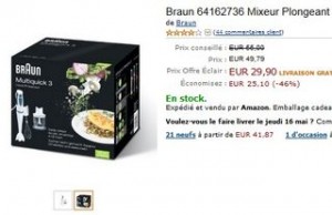 Moins de 30 euros Mixeur Plongeant Multiquick Braun