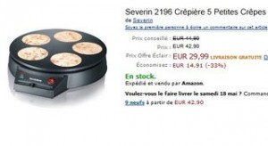 PROMO Crepiere Severin a moins de 30 euros