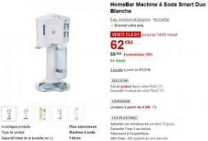 Machine à soda Smart Duo Homebar 62,93 euros