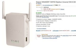 37,90 Répéteur Wifi Netgear 300Mbps livraison gratuite (vente flash)