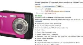 36 euros appareil photo étanche 3m Rollei Sportsline 60 (45-60€ ailleurs) – livraison gratuite