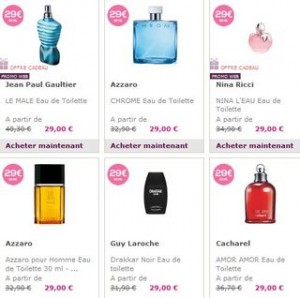 Parfums à 29 euros chez Marionnaud (Jean Paul Gaultier, Azzaro, Nina Ricci, Cacharel…) 