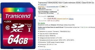 VENTE FLASH CARTE SDXC 64GO TRANSCEND